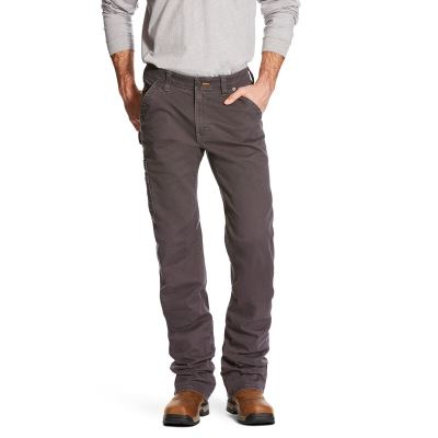 Ariat Work: Rebar M4 Low Rise DuraStretch Washed Twill Dungaree Boot Cut Pantalones Hombre - Gris (B